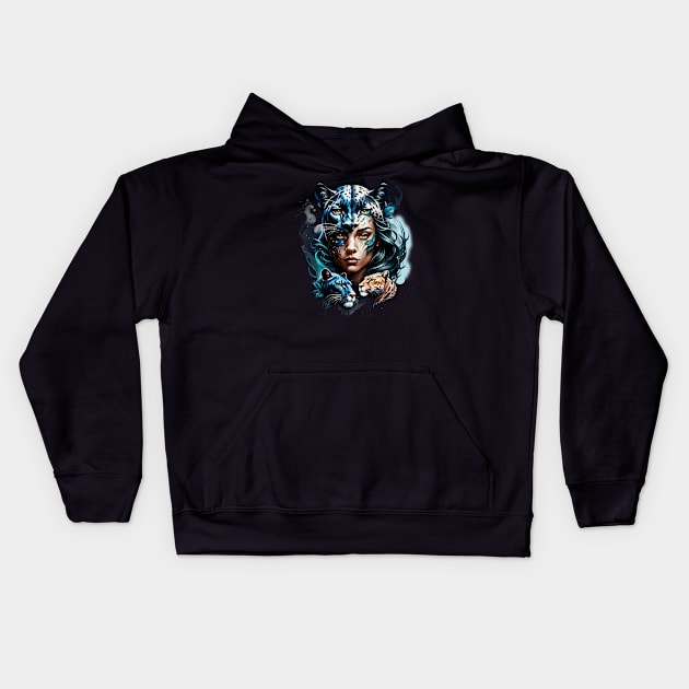 Wonderful hybrid of a woman and a panther Kids Hoodie by Nicky2342